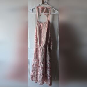 Kaari Blue Peach and Coral Striped Dress
